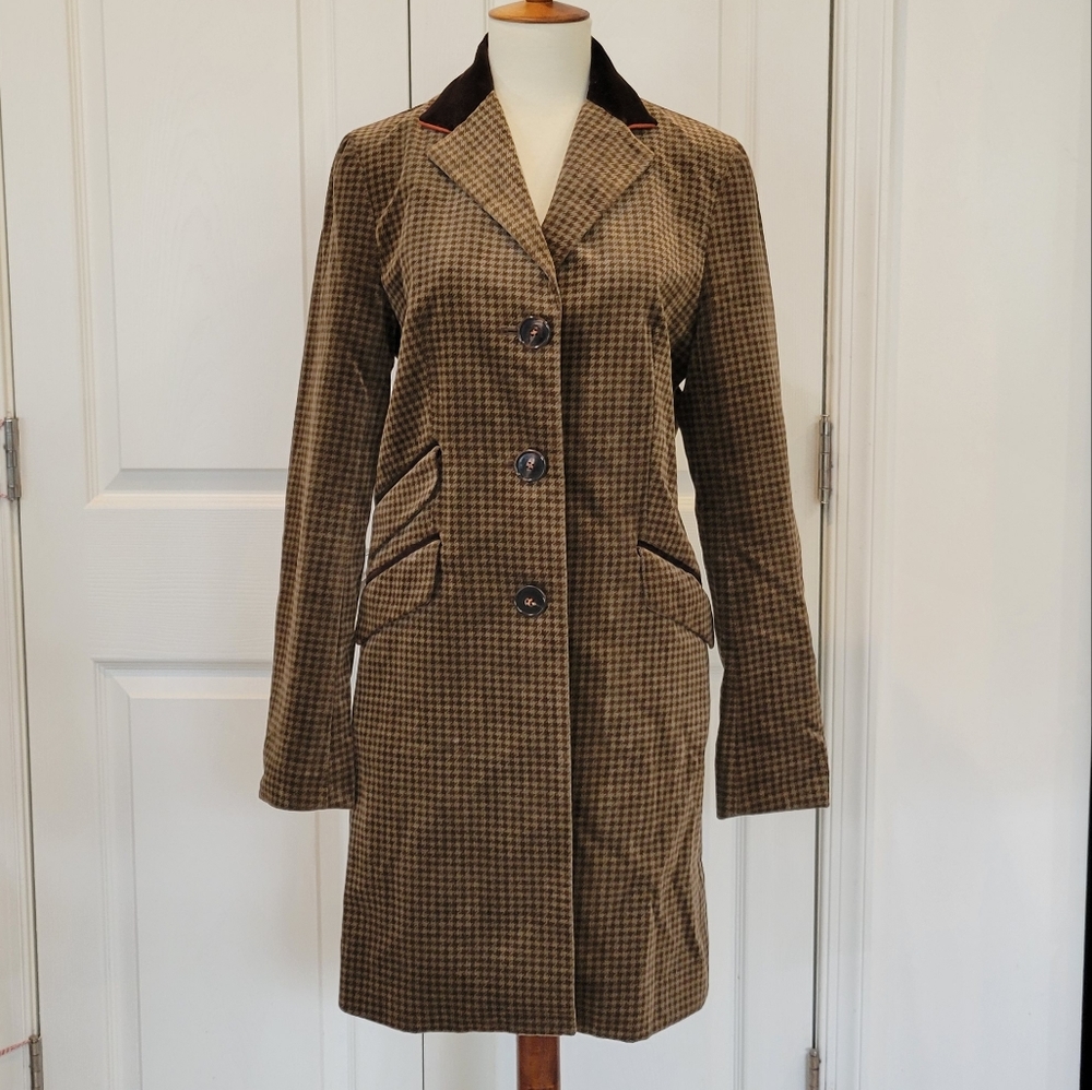 Pink Tartan Velvet Houndstooth Coat 1Q1